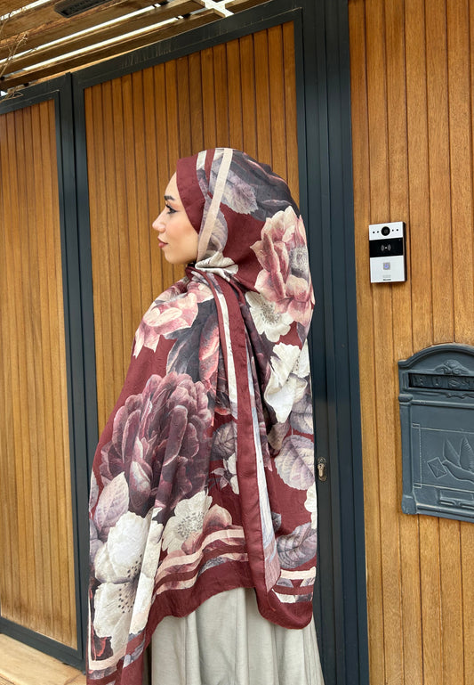 Bambu şal Bordo-Kremit